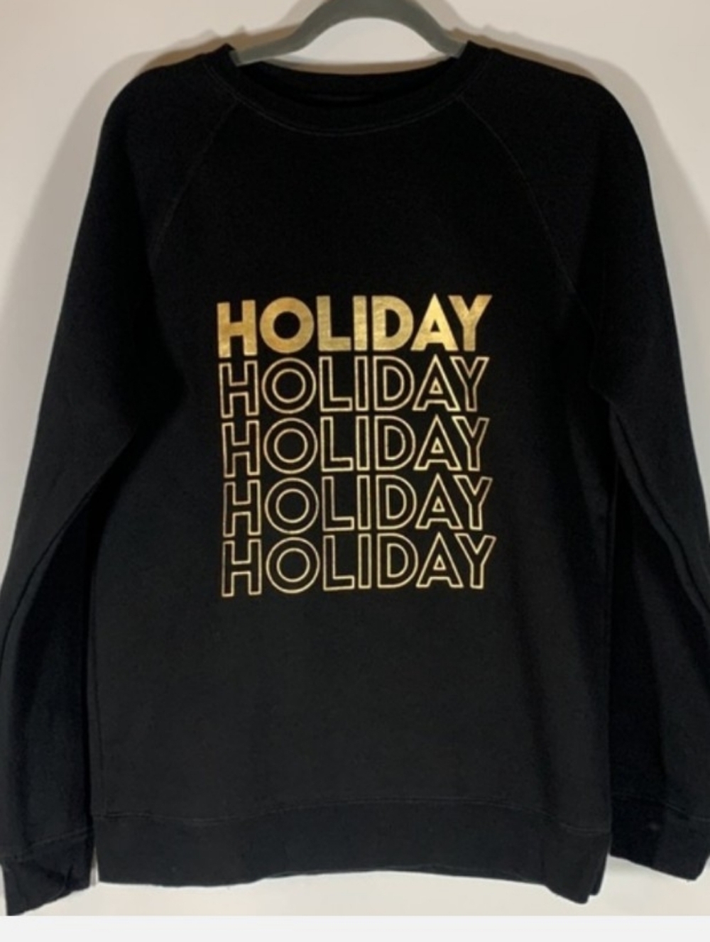 Brunette The Label Black Crew Gold Holiday Graphic Sweatshirt Top Shirt Size S/M